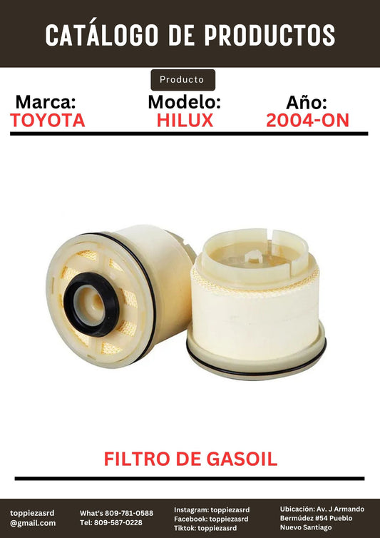 23390-0L010: Filtro De Gasoil Toyota HILUX/HIACE 2004-ON. Mitsubishi L200 015-23.