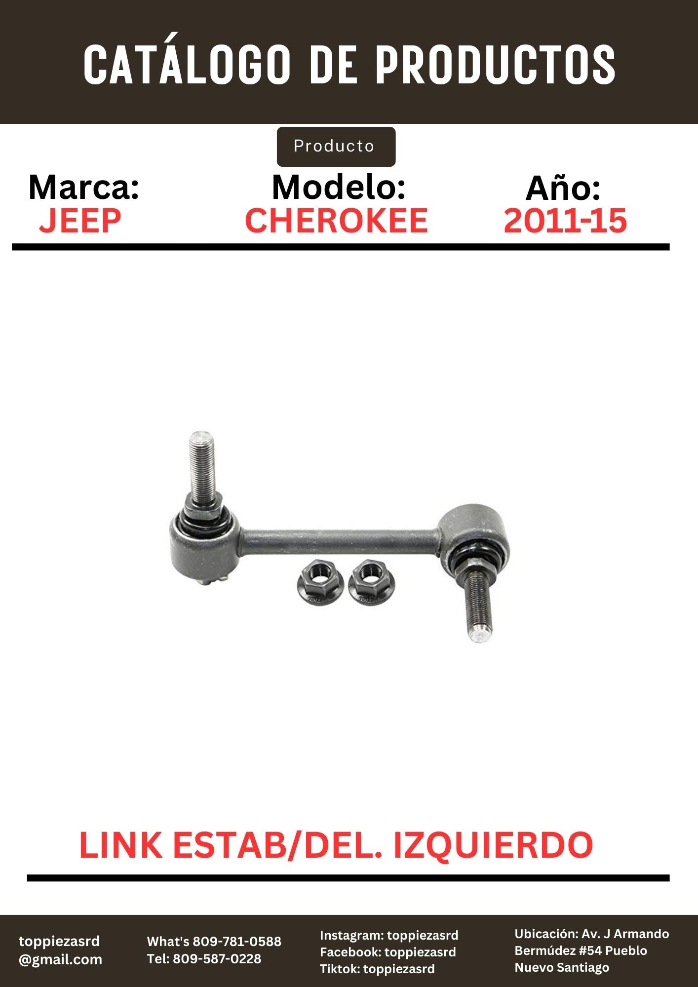 K750578: Link Estabilizador Delantero Izquierdo Jeep GRAND CHEROKEE 2011-16.