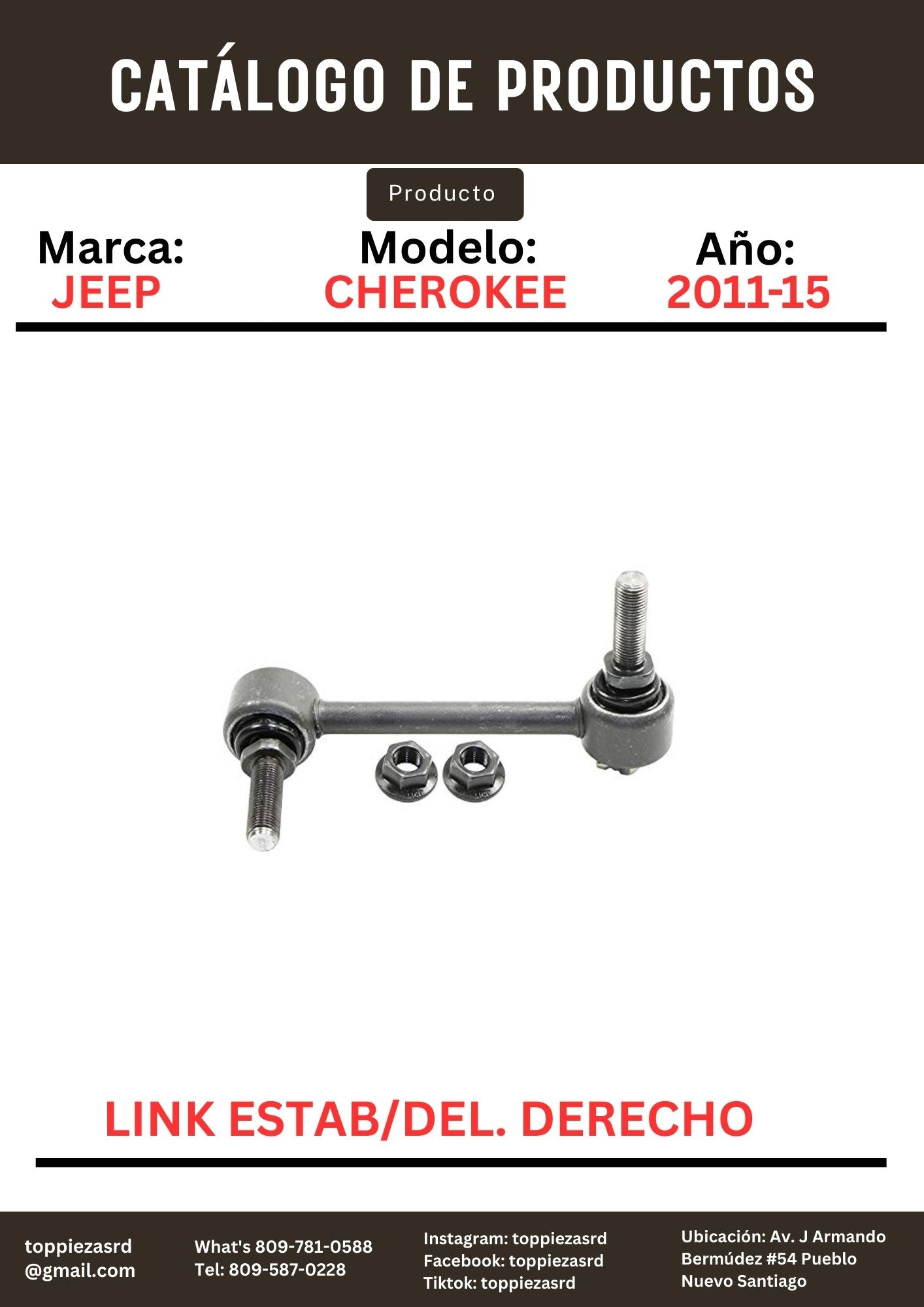 K750579: Link Estabilizador Delantero Derecho Jeep GRAND CHEROKEE 2011-16.