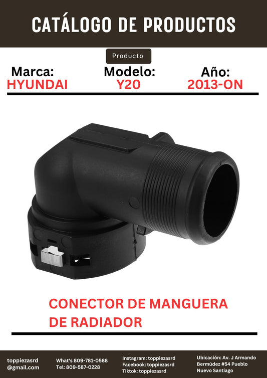 25485-1J000: Conector De Manguera De Radiador Inferior Hyundai SONATA Y20/LPI 2013-ON. Kia K5 2013-ON.