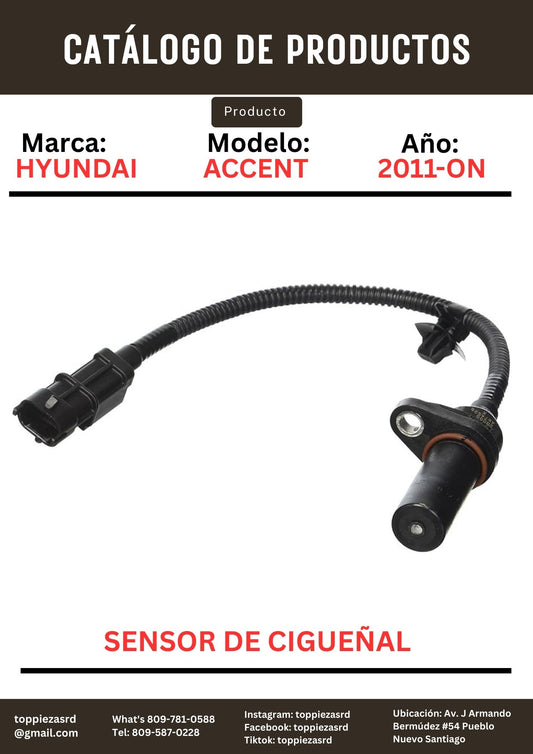 39180-2B000: Sensor De Cigüeñal Hyundai ACCENT/Y20/K5 ELANTRA 2011-18