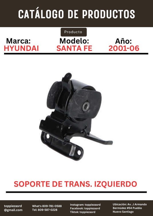 21830-26000: Soporte De Transmisión Izquierdo Hyundai SANTA FE 2001-06.