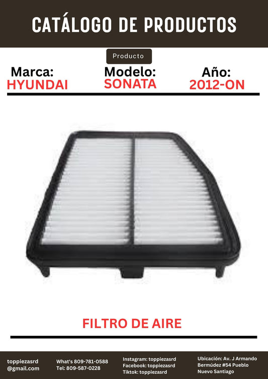 28113-3S800: Filtro De Aire Hyundai SONATA Y20 2012-ON. Kia OPTIMA K5 2012-ON.