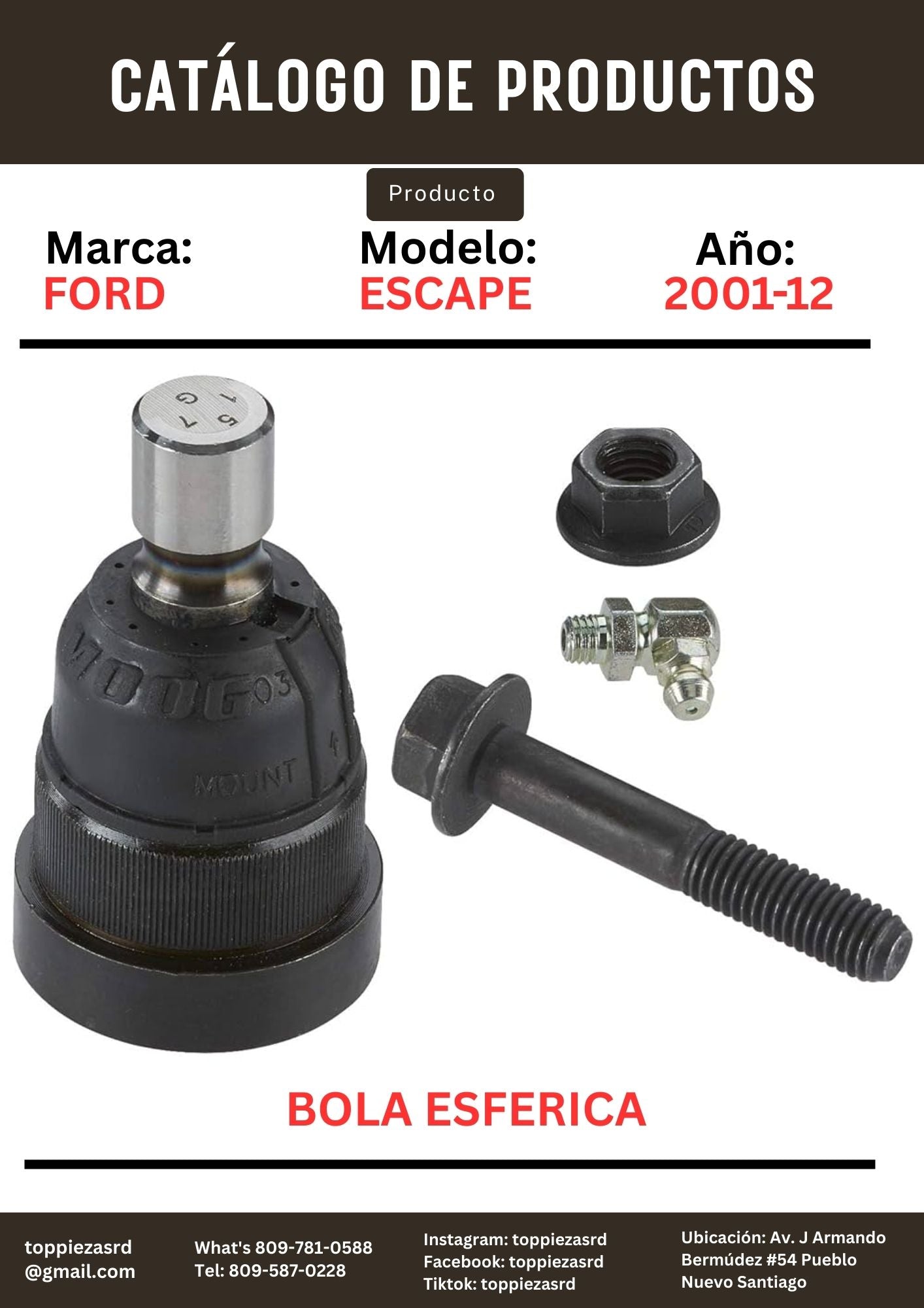 K80107: Bola Esferica  de abajo  Ford ESCAPE MAZDA trubute 2001-12.