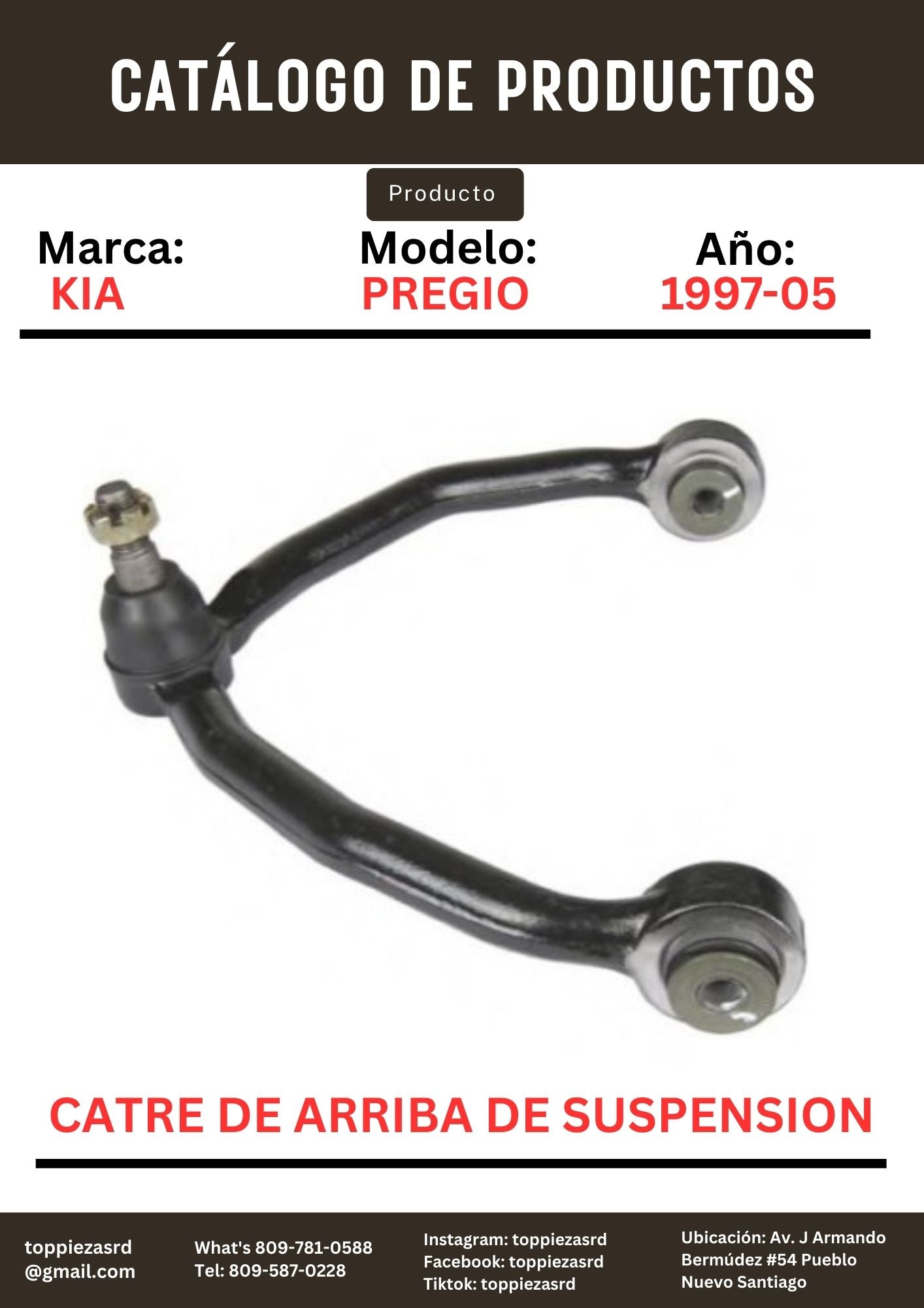 0K72A-34-200: Catre De Arriba De Suspensión Kia PREGIO J2 1997-05.