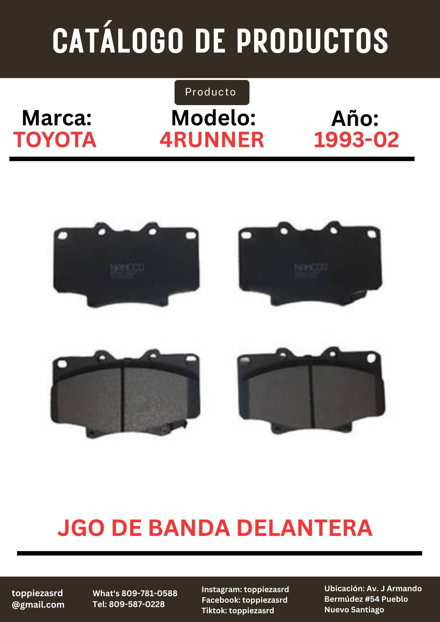 MD436/04465-AZ005: JGO De Banda Delantera Toyota 4RUNNER 1993-02 hilux 05-08 4WD