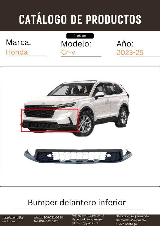 71105-3A0-A01: Bumper Delantero Inferior Honda CR-V 2023-25.