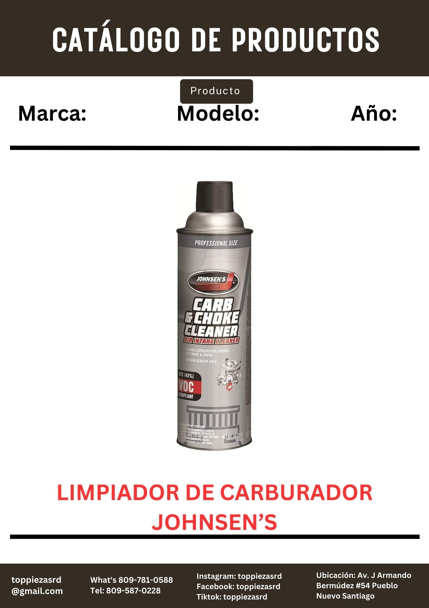 4642: Limpiador De Carburador Grande JOHNSEN'S.