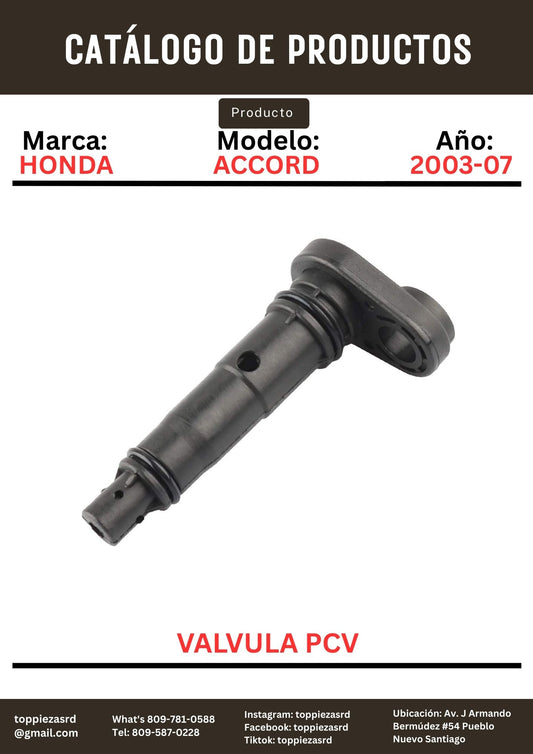 17130-RCA-A02: Válvula PCV Honda ACCORD 2003-07.