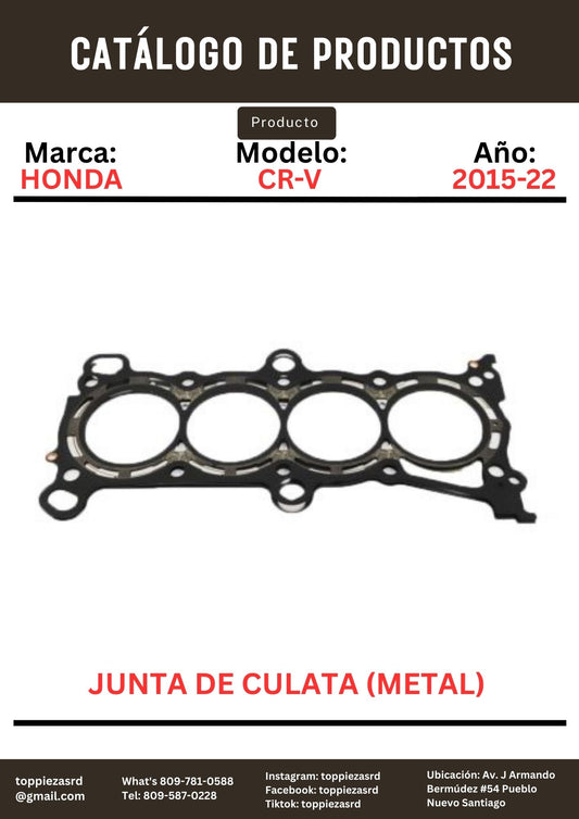 12251-5A2-A01: Junta De Culata METAL Honda CR-V 2015-22. ACCORD 2013-17.