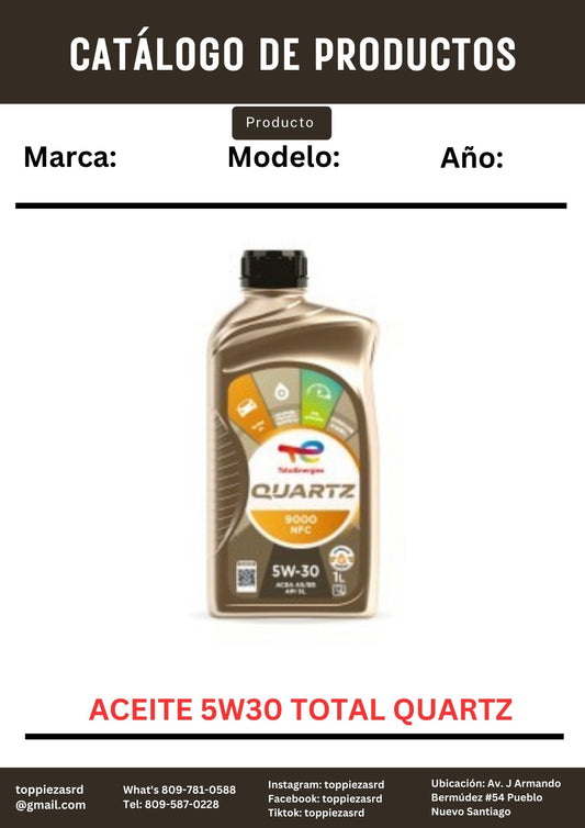 Aceite 5W30 TOTAL QUARTZ.