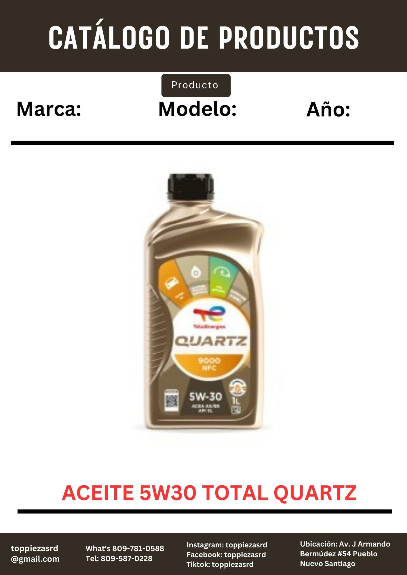 Aceite 5W30 TOTAL QUARTZ.