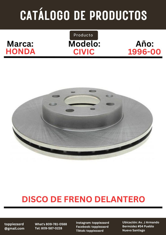 45251-SR3-A10: Disco De Freno Delantero Honda CIVIC 1996-00.