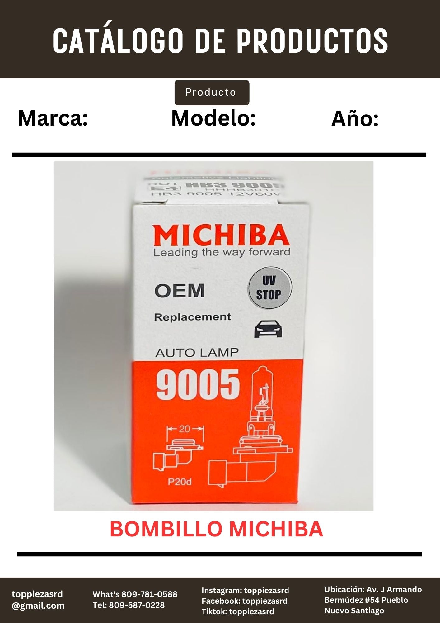 9005-12V-100W: BOMBILLO MICHIBA.