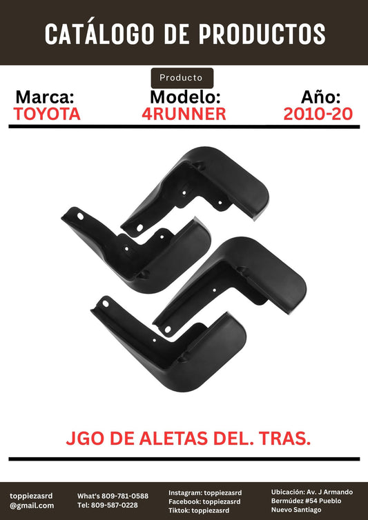 00016-89009: Jgo De Aletas Delantera & Trasera Toyota 4RNNER 2010-20.