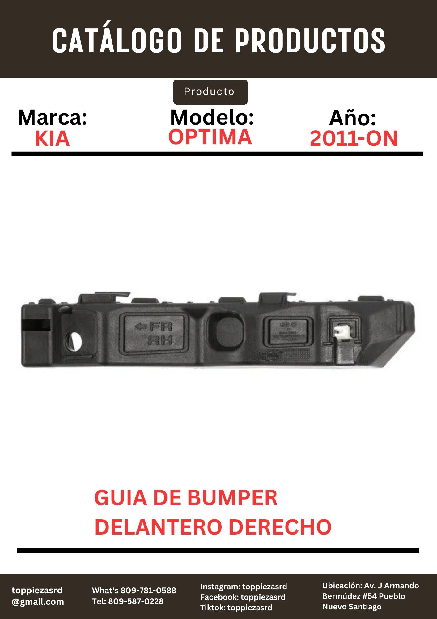 86514-2T000: Guía De Bumper Delantero Derecho Kia Optima K5 2011-ON.