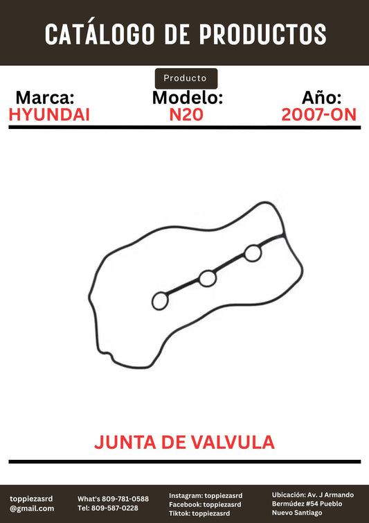 22441--25001: Junta De Válvula Hyundai N20 2007-ON.