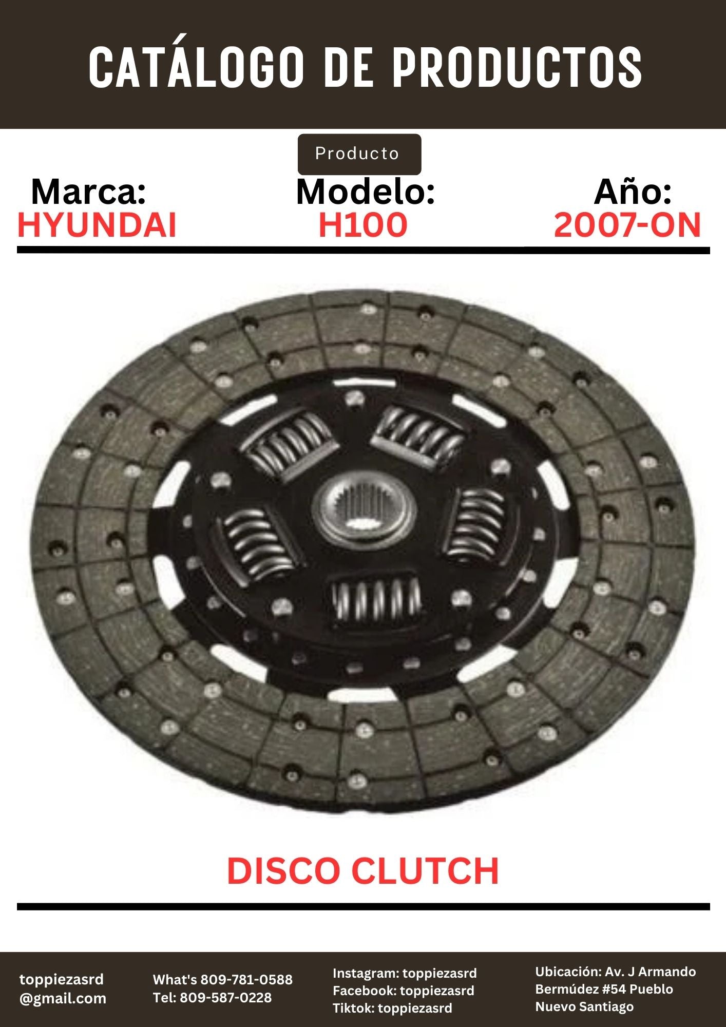 41100-4D030: Disco De Clutch Hyundai H100-2007-ON. Porter 2 2008-ON. H1 1997-07.