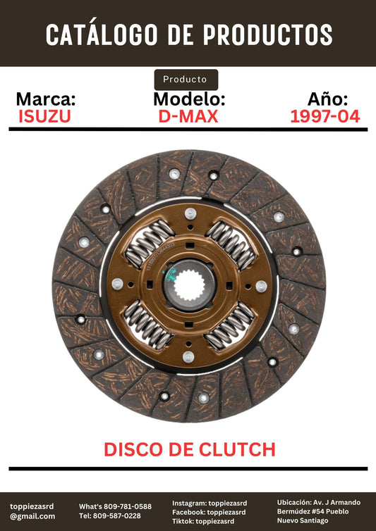 30100-T1000: Disco De Clutch Isuzu D-MAX/KB/TFR 4JA1 1997-04.