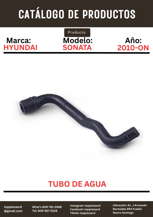 25460-2G800: Tubo De Agua Hyundai SONATA Y20/N20. Kia K5 2010-ON.