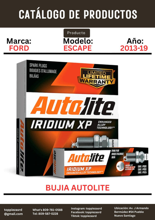 XP5863: Bujía Autolite Ford ESCAPE/F-150 2013-19. Buick REGAL 2014-17.