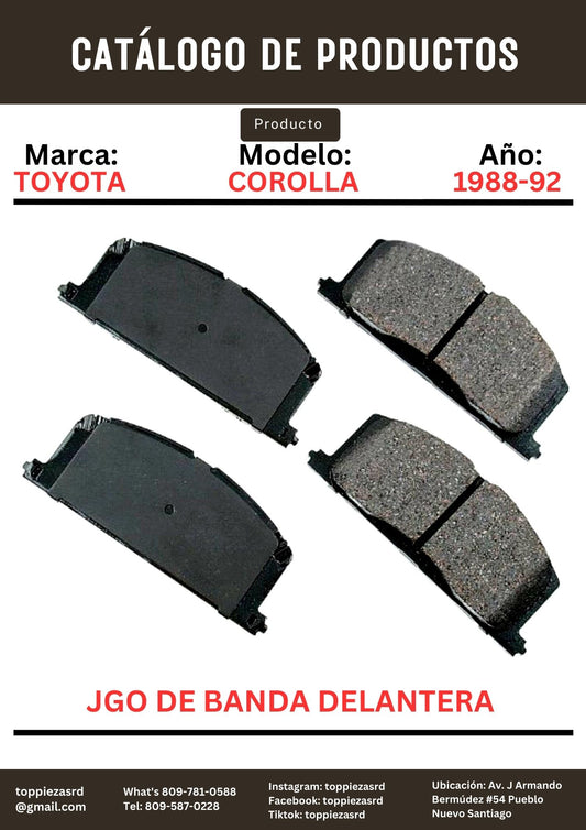 MD242/04465-12010: Jgo De Banda Delantera Toyota COROLLA 1988-92.