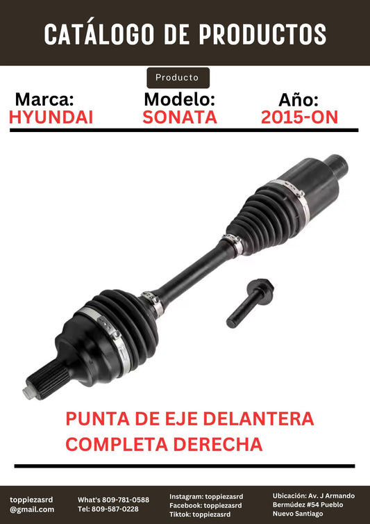 49501-C1150: Punta De Eje Delantera Completa Derecha Hyundai SONATA LF 2015-ON. Kia K5 2015-ON.
