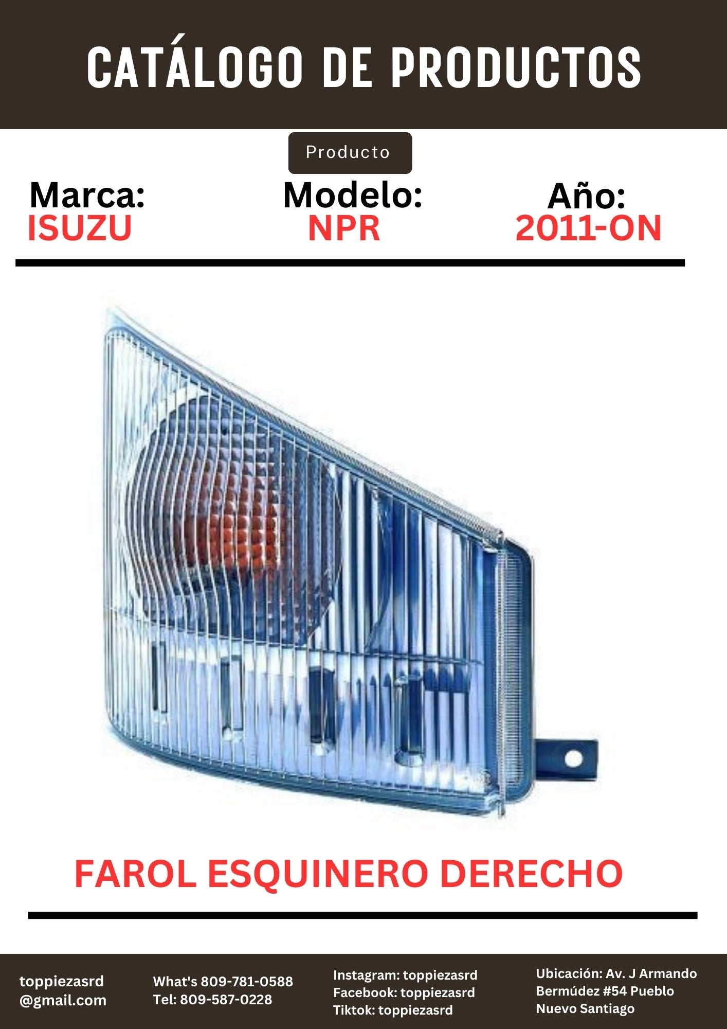 8-98155-458: Farol Esquinero Derecho Isuzu NPR 2011-ON.