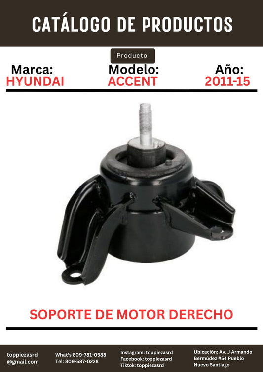 21810-1R000: Soporte De Motor Derecho Hyundai ACCENT/ELANTRA 2011-15.