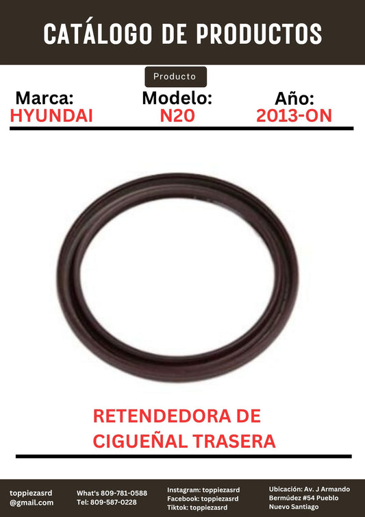 21443-2G000: 85X103X8 Retenedora De Cigüeñal Trasera Hyundai SONATA N20 2013-ON. Kia SORENTO/OPTIMA K5 2013-ON.