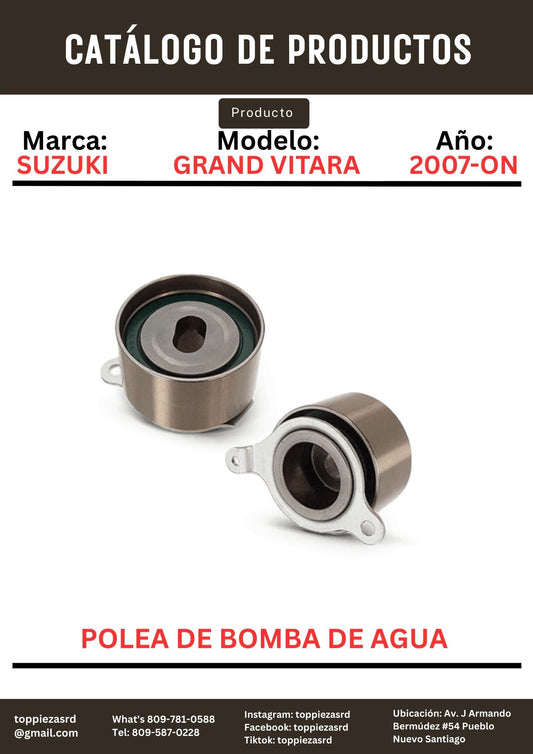 17540-66J00: Polea De Bomba De Agua Suzuki GRAND VITARA V6 2007-ON.