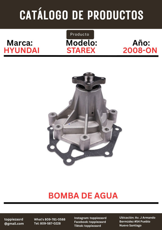25100-4A855: Bomba De Agua Hyundai STAREX/H1 2008-ON. Kia K2700 2016-21.