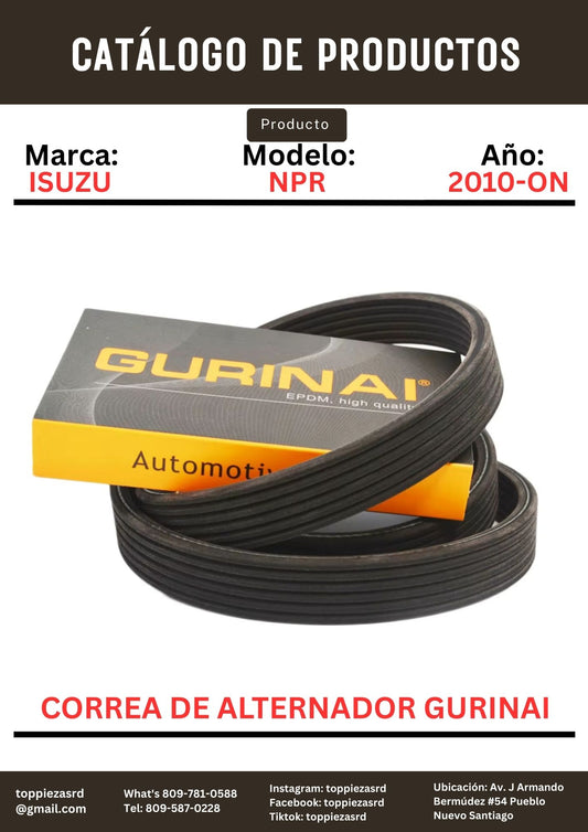 17650: Correa De Alternador GURINAI Isuzu NPR 2010-ON.
