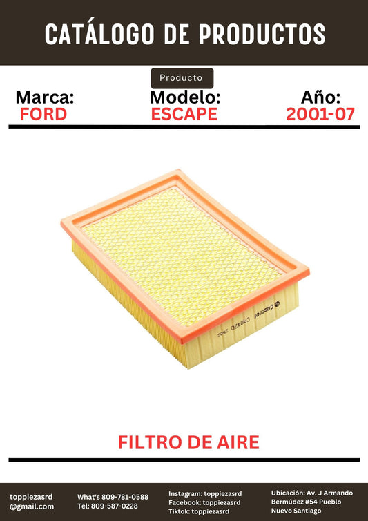 YF09-13-Z40/A35323: Filtro De Aire Ford ESCAPE 2001-07. Mazda TRIBUTE 2000-07.