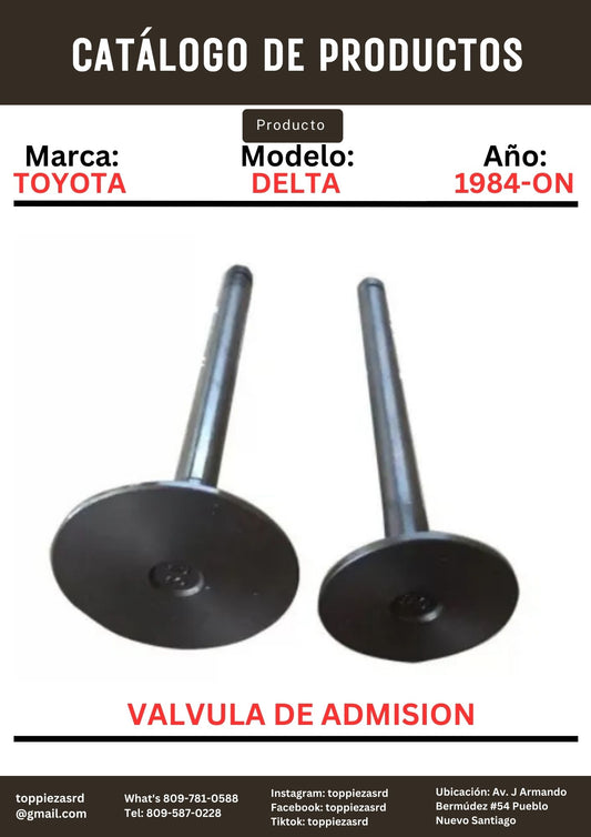 13711-58020: Válvula De Admisión Toyota DELTA/DAIHATSU 1984-ON.