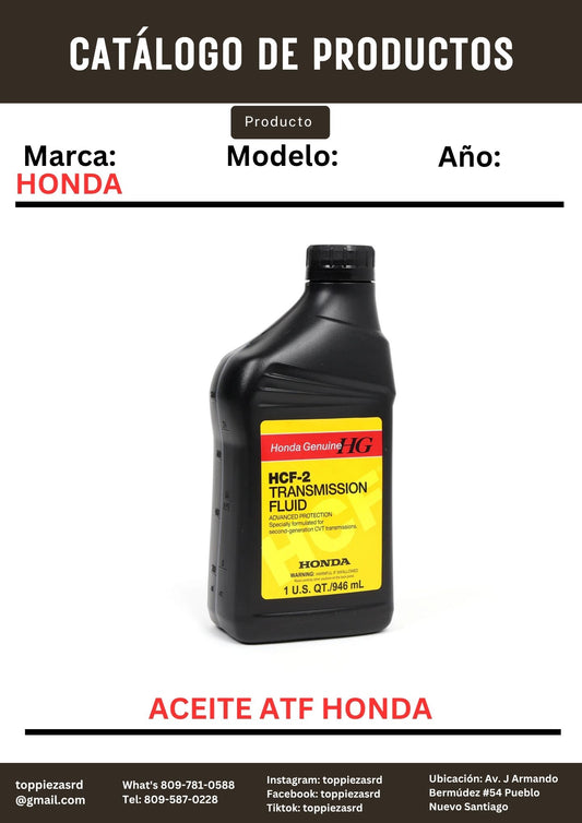 08200-HCF2: Aceite ATF Honda.