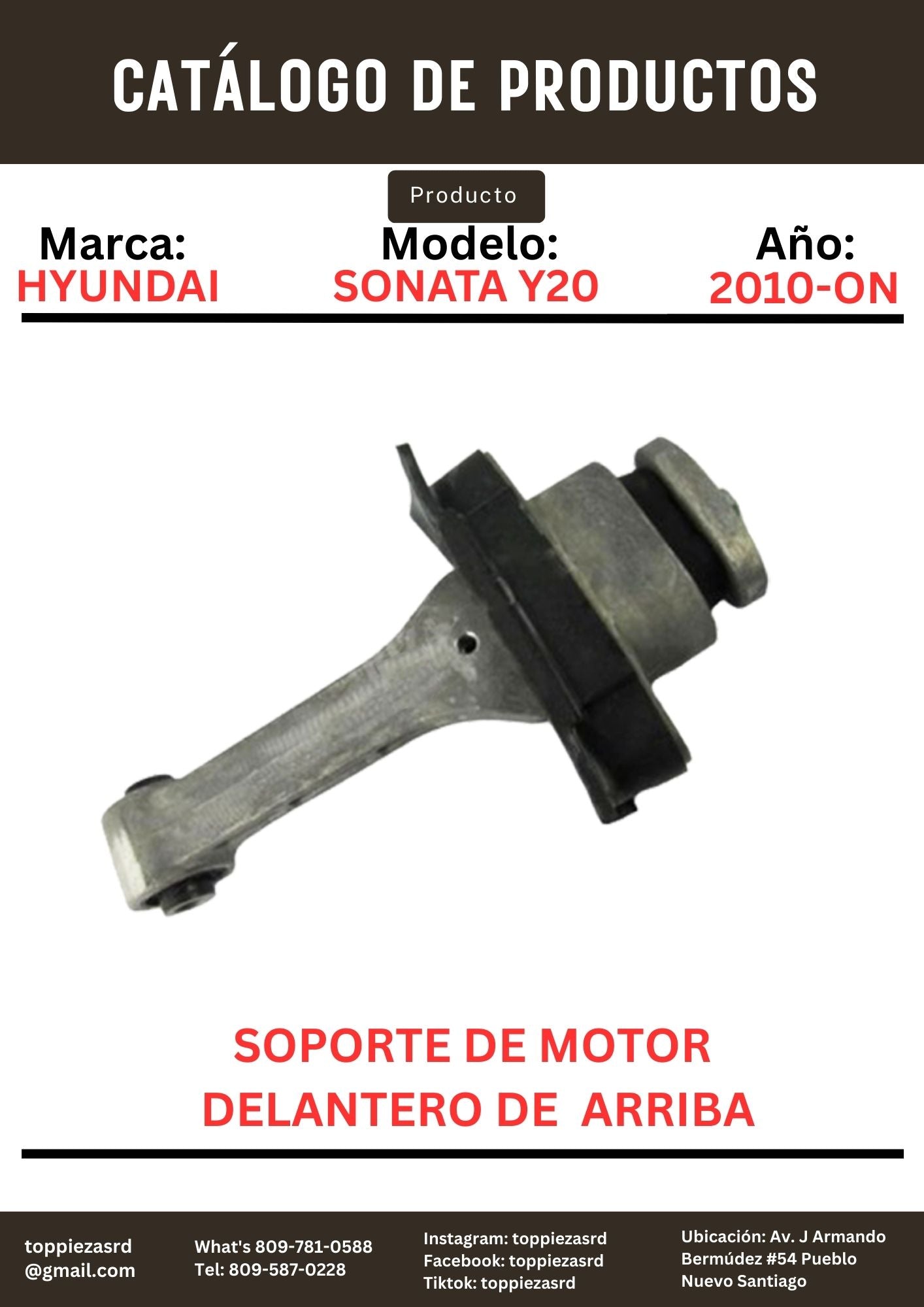 21950-2T100/3S000: Soporte De Motor Delantero Arriba Hyundai SONATA Y20. Kia K5 2010.ON.