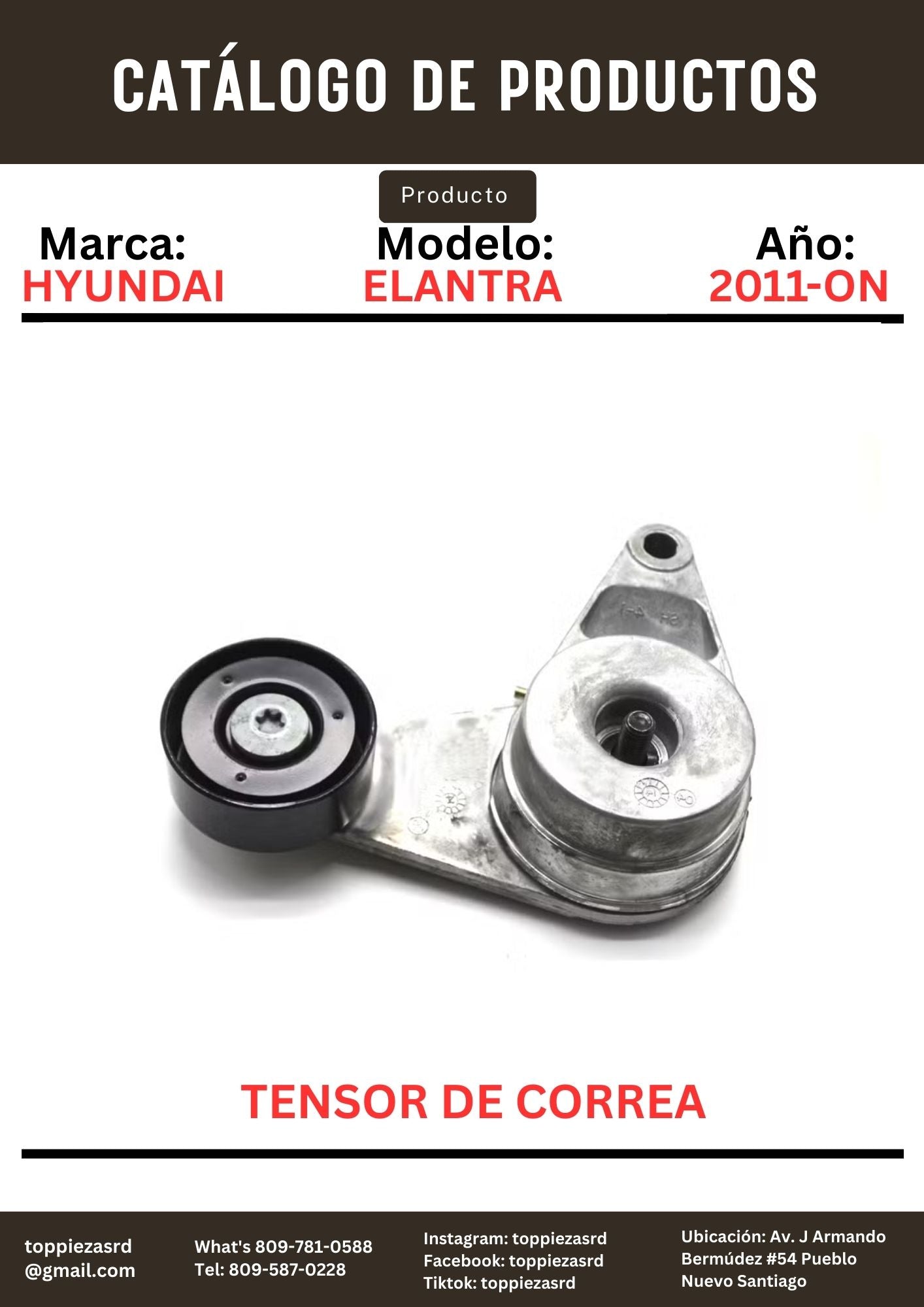 25281-2E000: Tensor De Correa Hyundai ELANTRA/Y20. Kia K5 2.0 2011-ON.