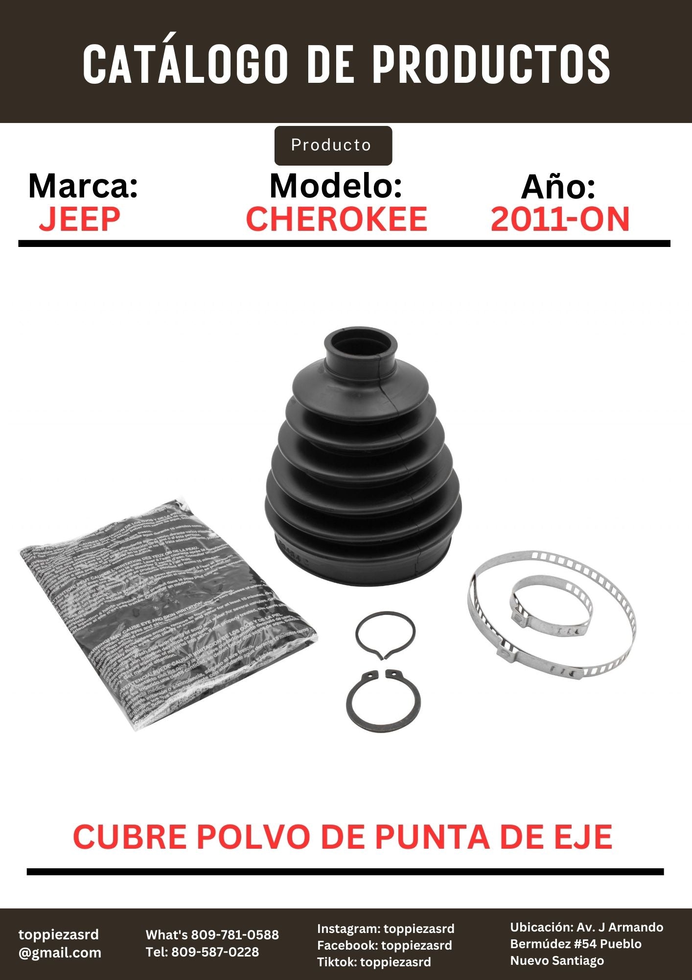 86-2579: Cubre Polvo De Punta De Eje De Afuera Jeep GRAND CHEROKEE 2011-ON. Ford EXPLORER 2011-ON.