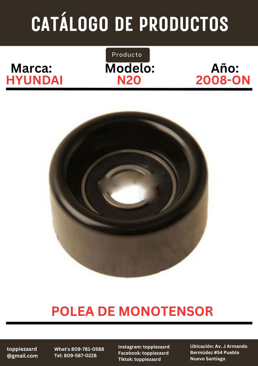 25282-2G000: Polea De Monotensor Hyundai SONATA N20 200-ON. Kia SORENTO 2010-ON.