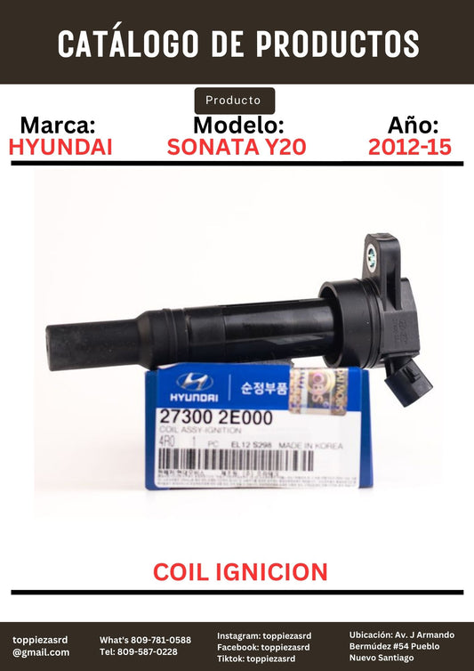 27300-2E000: Coil Ignición Hyundai SONATA Y20 2012-15. Kia K5 LF 2016-18. OR