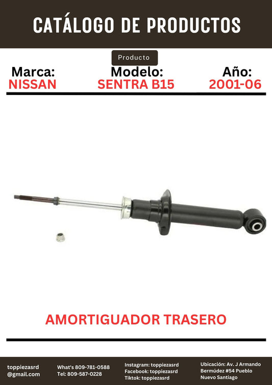 341279: Amortiguador Trasero Nissan SENTRA B15 2001-16.