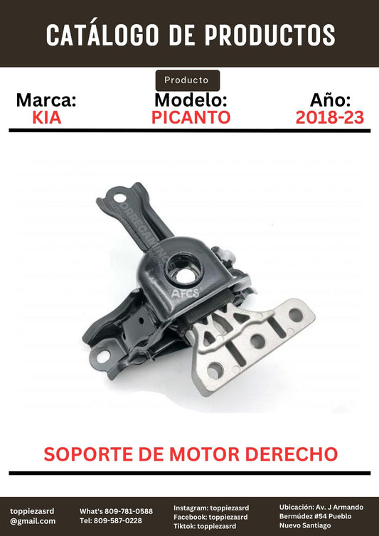 21810-G6000: Soporte De Motor Derecho Kia PICANTO/MORNING 2018-23.