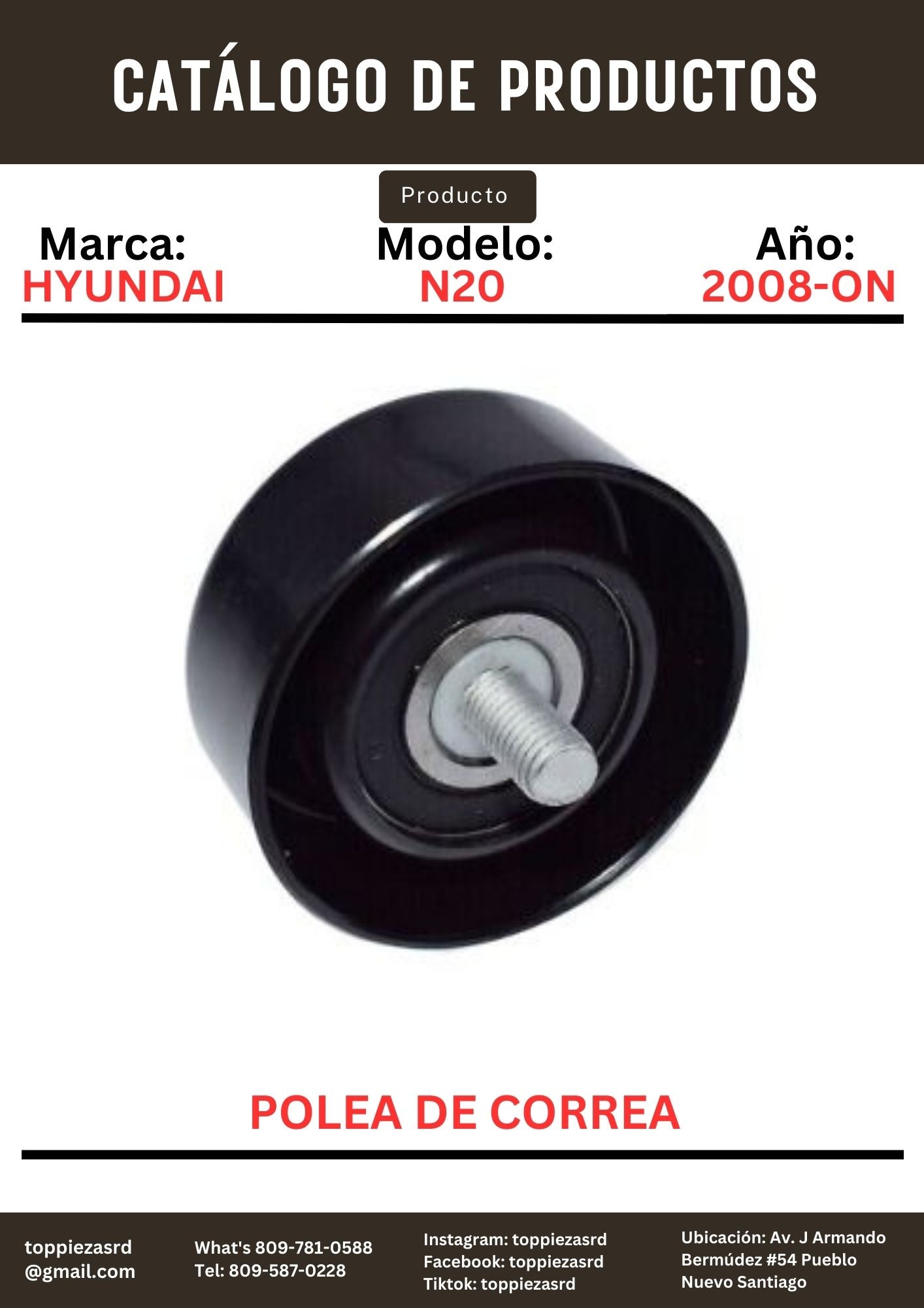 25287-25000: Polea De Correa Hyundai SONATA N20 2008-ON.