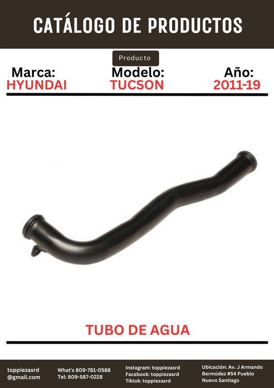 25460-2G201: Tubo De Agua Hyundai TUCSON 2011-19. SANTA FE 2010-18. Kia SPORTAGE 2011-19.