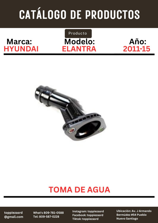 25631-2E500: Toma De Agua Hyundai ELANTRA/Y20. Kia K5 2011-15.