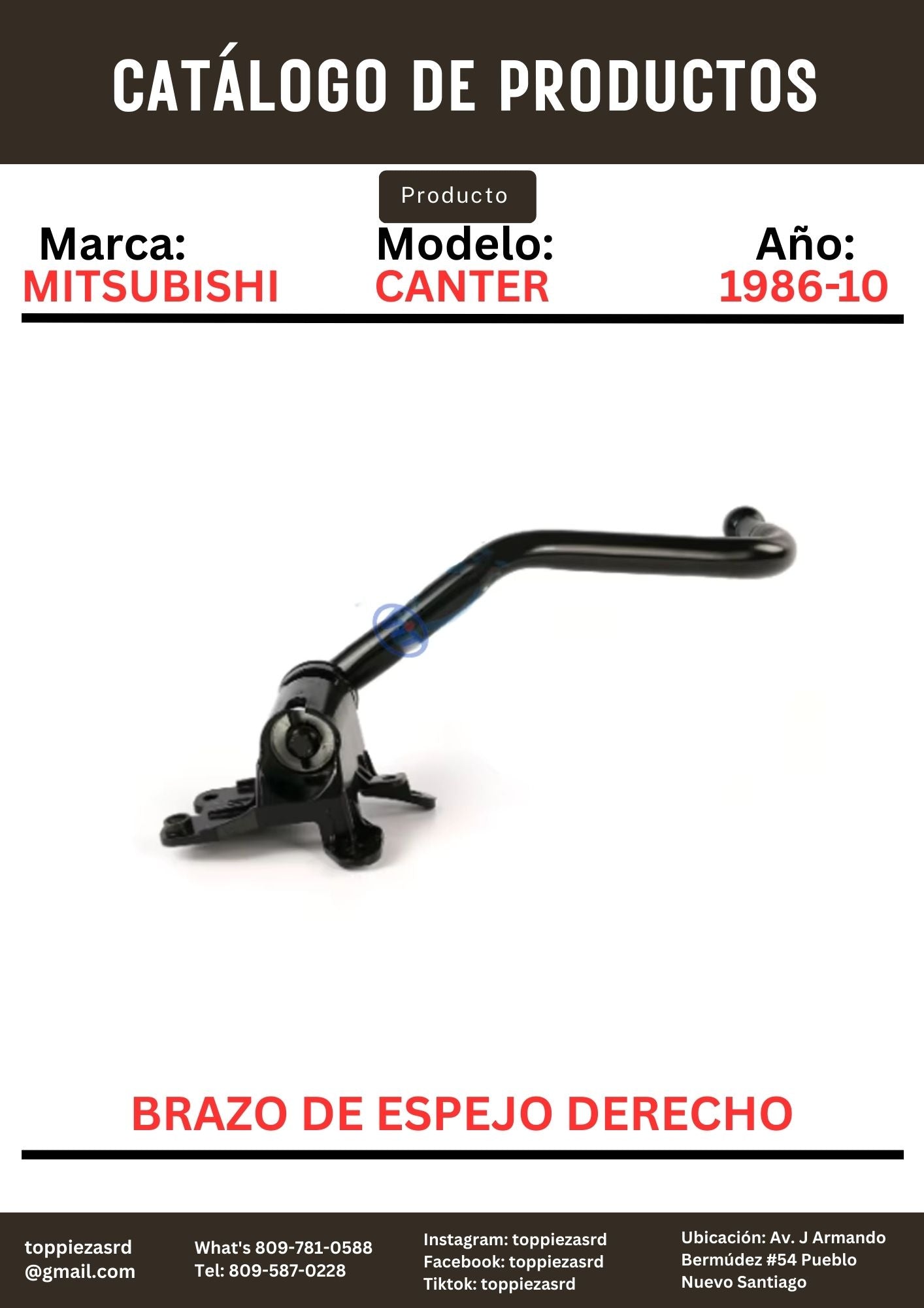 MK435081: Brazo De Espejo Derecho Mitsubishi CANTER/FUSO 1986-10.