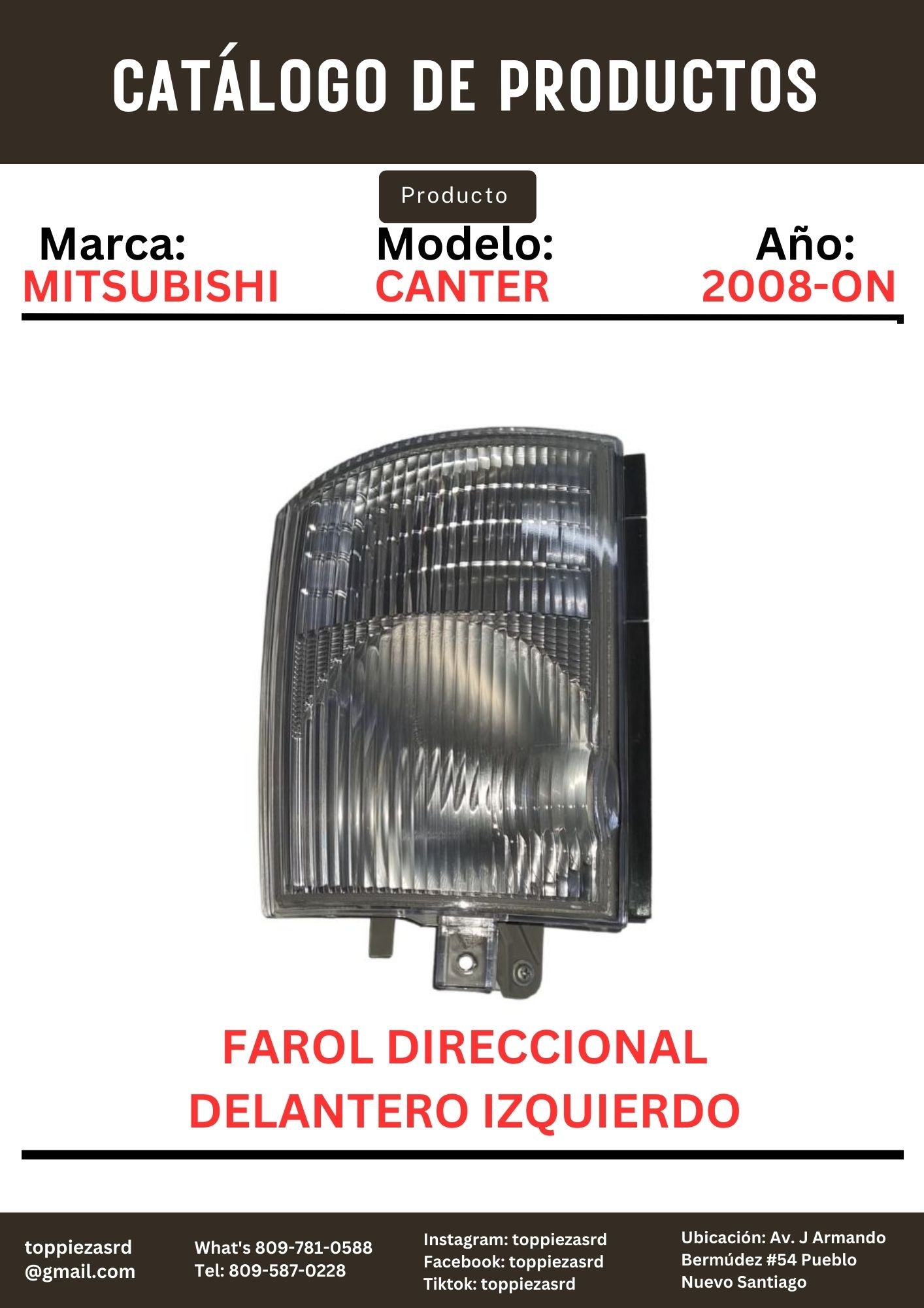 MK353663: Farol Direccional Delantero Izquierdo Mitsubishi CANTER 2008-ON.