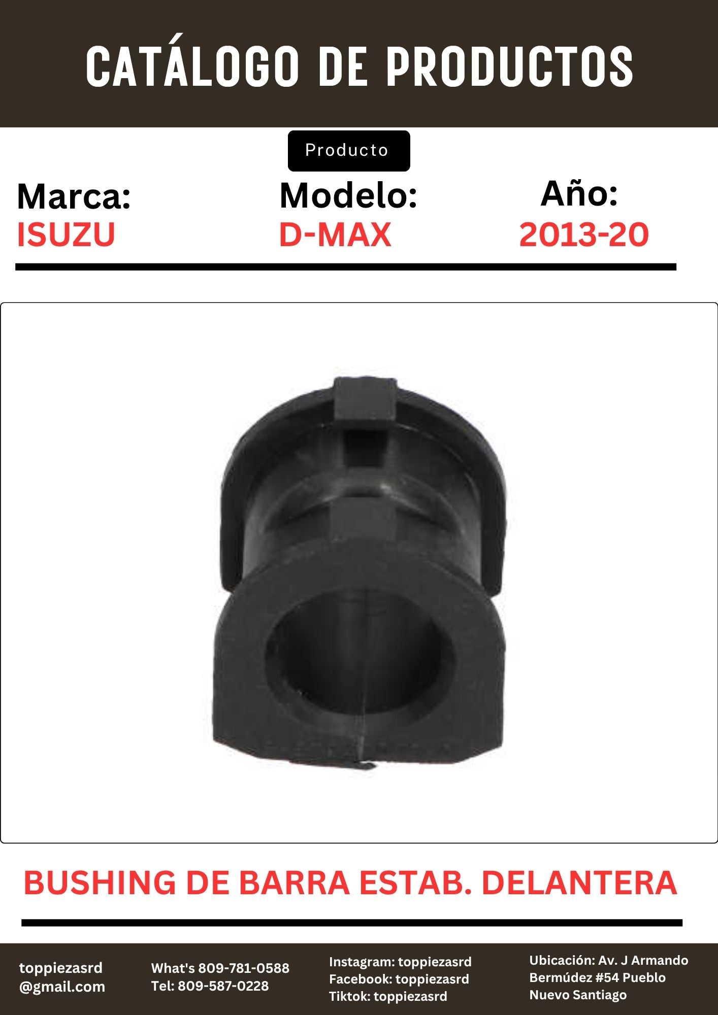 8-98161-446-0: Bushing De Barra Estab. Delantera Isuzu D-MAX 2013-20